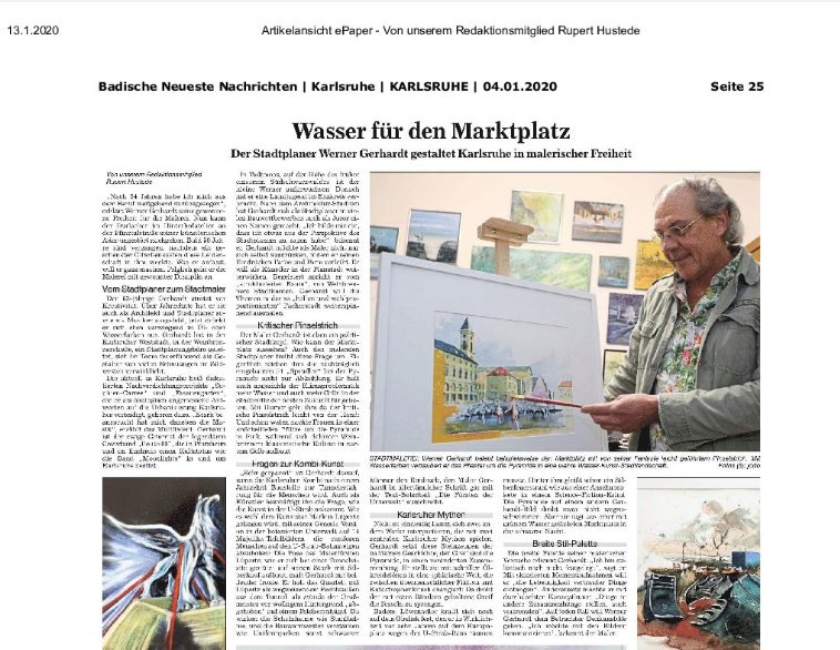 Artikel Badische Neueste Nachrichten über Werner Gerhardt Jan. 2020
